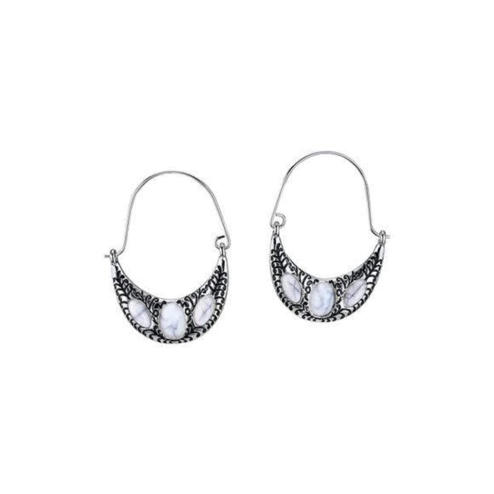 Western White Hoop Earrings